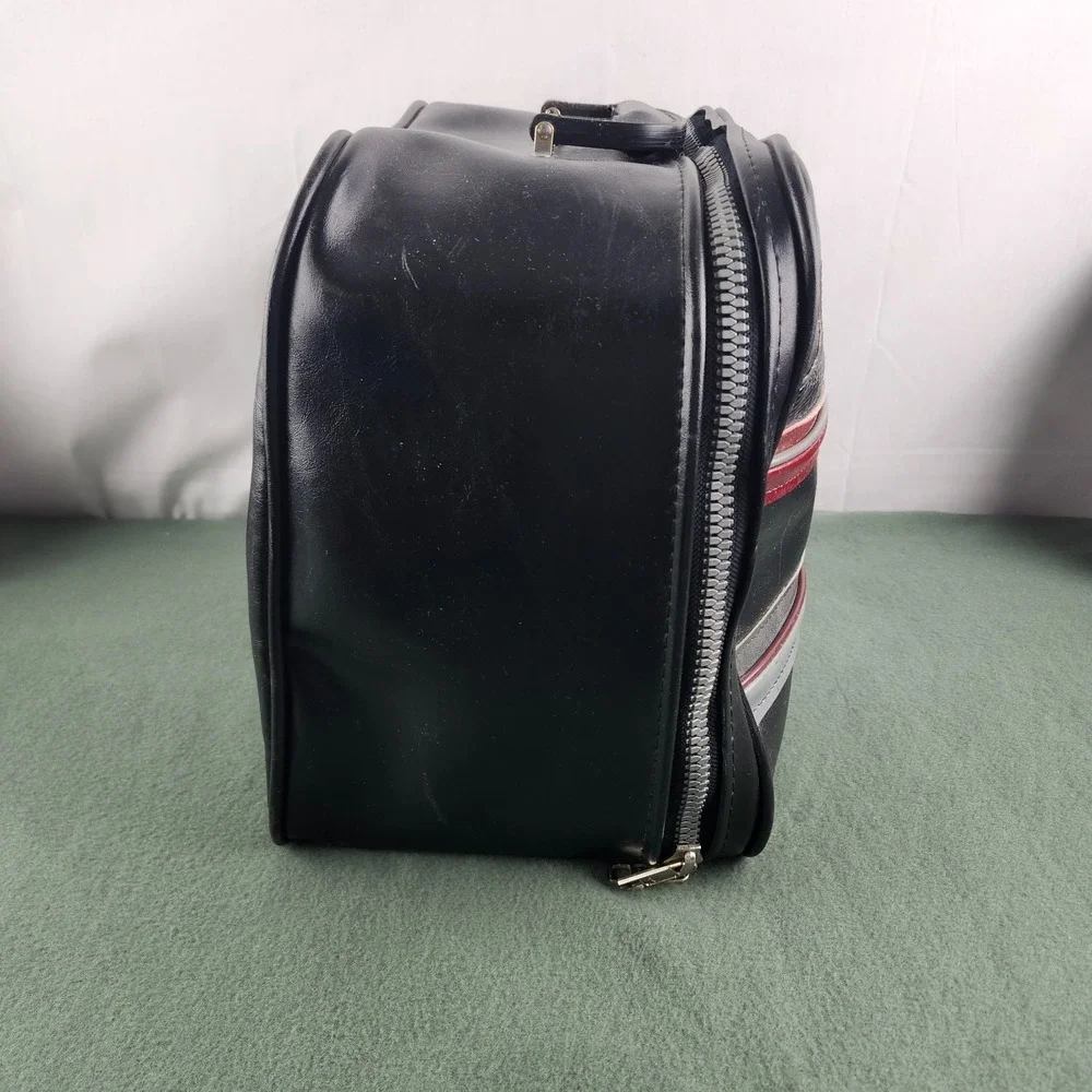 Vintage Brunswick Bowling Ball Bag Made in USA Black with Stripes Wire Rack